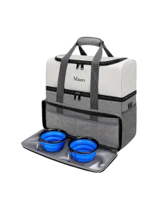 Dog Travel Bag Dual Layer with Bowls & Containers