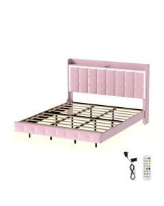 Levede King Floating Bed Frame With RGB LED Light Headboard USB Charge