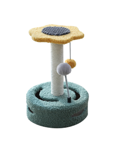 Furbulous Daisy Cat Scratching Post with 2 Bobs and Play Compartment