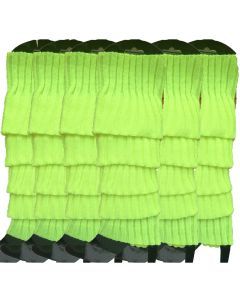 6x Fluro Yellow Ribbed Leg Warmers Bulk Pack - Womens Dance Costume/80s Party