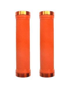Trigram Lock-on Bike Grips Kraton Rubber 130mm with 2 side lock rings Orange