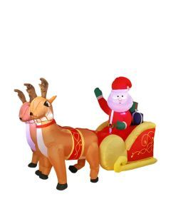 Christmas Santa Reindeer Sleigh Inflatable LED Yard Decor