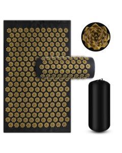 3PCS Acupressure Yoga Mat And Pillow Set Massage Cushion Gold
