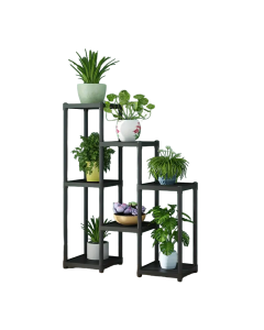 Contemporary 7-Storey Flower Rack: Multi-Layer European Plant Stand- Black
