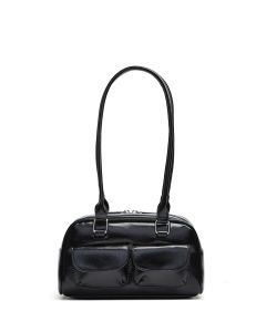 Womens PU Bowling Box Handbag Boston Tote