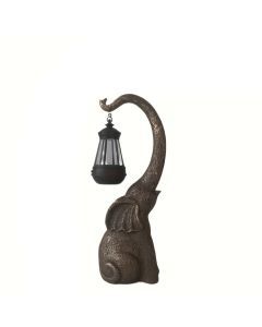Solar Elephant Garden Light Sculpture with Lantern