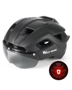 Ultralight Cycling Helmet with Magnetic Goggles LED Taillight Titanium