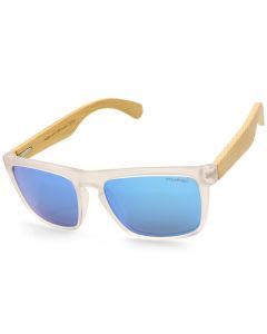 North Beach Comber Matte Crystal/Ice Blue Mirror Polarised Unisex Sunglasses 70716