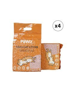 Pawz 2.5kg Tofu Cat Litter Clumping Flushable Fast Super Absorbent Peach x4