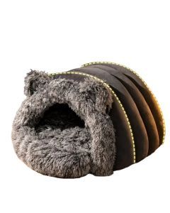 Plush Fleece Cat Cave Bed for Winter Comfort