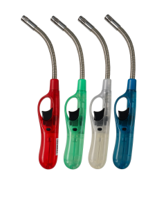 1x Clear Flexible Gas Lighter w/ Safety Lock - BBQ/Kitchen/Cigarette (Assorted Colours)