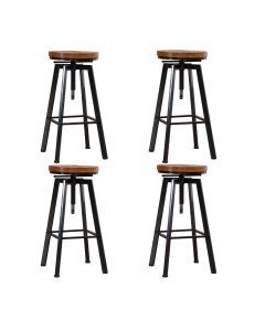 Levede 4x Bar Stools Industrial Kitchen Stool Wooden Barstools Swivel Chairs