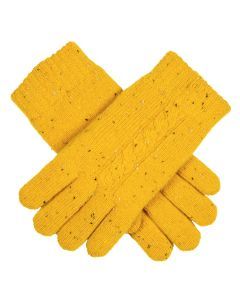 Dents Women’s Cable Knit Gloves with Marl Yarn - Yellow