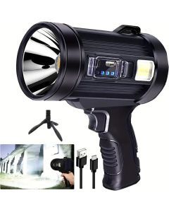 Ultra Bright Rechargeable Spotlight Flashlight with Color Filters - Perfect for Camping