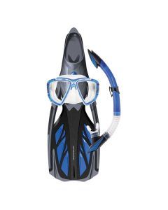 Mirage Platinum Mask Snorkel and Fin Set with Tempered Glass Lens Blue
