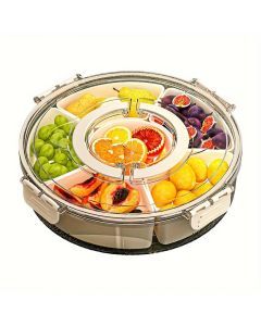 Round Plastic Food Storage Organizer with Lid