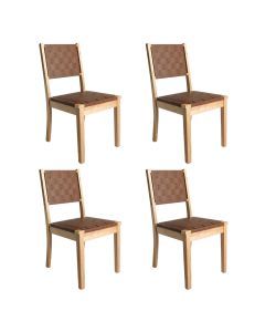 Levede Dining Chairs Accent Chair Lounge PU Solid Beech Wood Kitchen Retro x4