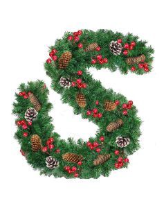 Christmas Garland with Pinecones & Red Berries - 2.7m