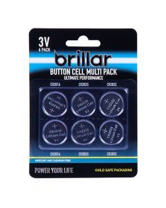 Brillar Button Cell Multi Pack 3V 6pk