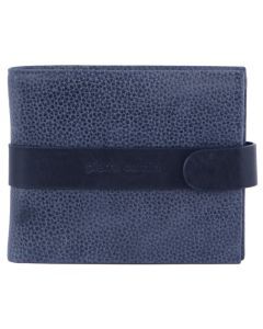 Pierre Cardin Mens RFID Woven-Embossed Leather Tab Wallet - Navy
