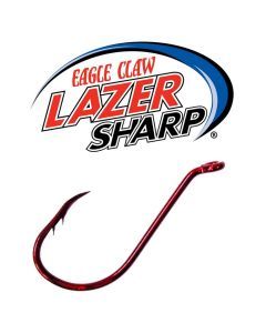 25 Pack of Size 6 Eagle Claw LT226RDU Red Octopus Hooks - Double Barbed Suicide