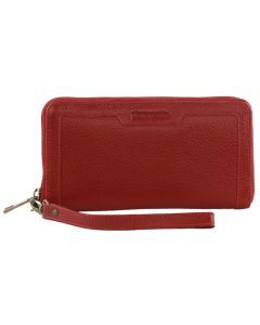 Pierre Cardin Womens Leather Zip Around Wallet - Red (w/ Wristlet)