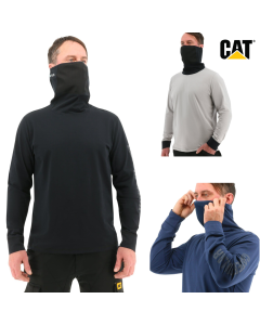 Caterpillar ViralOff Mens Long Sleeve Gaiter T-Shirt (with Face Covering)