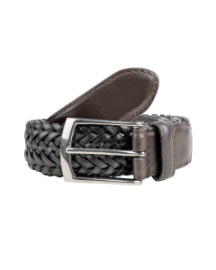 Dents Mens Stretch Plaited Leather Belt - Black/Brown