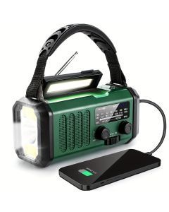 10000mAh Solar-Powered Emergency Radio with Flashlight