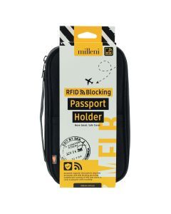 Milleni RFID Blocking Passport Holder & Travel Case Wallet - Black