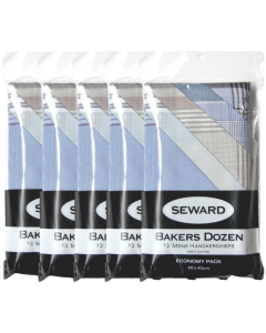65x Seward Mens Handkerchiefs Bulk Pack - 100% Cotton Hankies/Pocket Square
