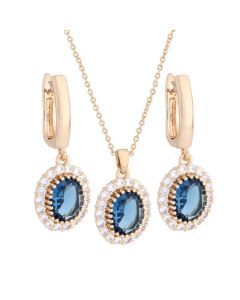 Natural Zircon Necklace and Earrings Jewelry Set