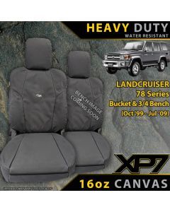 Razorback 4x4 XP7 Heavy Duty Canvas Bucket and 3/4 Bench Front Seat Covers suitable for a Toyota Landcruiser 78 Series (Made to Order)