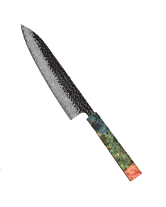 8-Inch Forged Damascus Steel Chef Knife Custom Stainless Blade Green