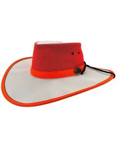 Jacaru 2016 Hi Vis Safety Hat - White/Orange (Summer Wide Brim Fluro Canvas Hat)