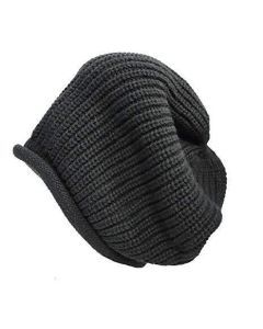 Dents Mens Slouch Knit Beanie - Black (Warm Winter Pullover Baggy Skull)