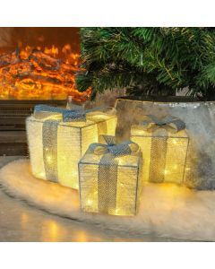 Set of 3 LED Christmas Lighted Gift Boxes