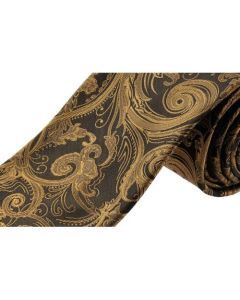 Formalaties Tapestry Gold/Black Slim Skinny Tie - 5cm Wide (Premium Paisley)