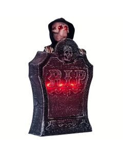 Halloween Cemetery Grave Marker with Red LED Eyes