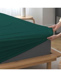 100% Cotton Percale Fitted Sheet - 40cm Depth - Forest Green