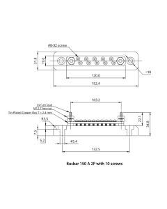 Victron Busbar 150A 2P/Terminals with 10 Screws & Cover